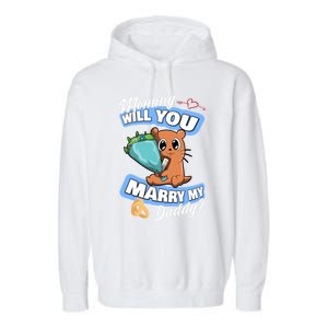 Cute Otter Wedding Offer Mommy Will You Marry My Daddy Cute Gift Garment-Dyed Fleece Hoodie