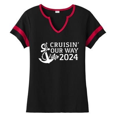 Cruising Our Way Into 2024 Cruise Ladies Halftime Notch Neck Tee