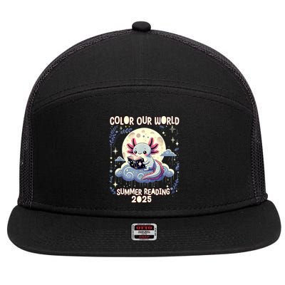 Color Our World Summer Reading Program 2025 Funny Axolotl 7 Panel Mesh Trucker Snapback Hat