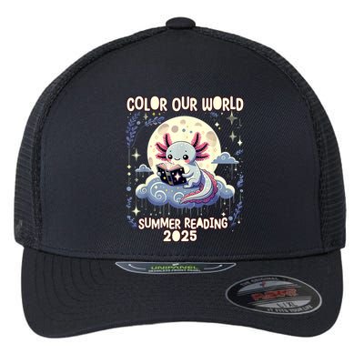 Color Our World Summer Reading Program 2025 Funny Axolotl Flexfit Unipanel Trucker Cap