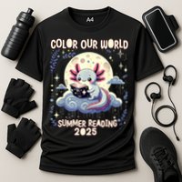 Color Our World Summer Reading Program 2025 Funny Axolotl Performance Shirt