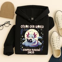 Color Our World Summer Reading Program 2025 Funny Axolotl Hoodie