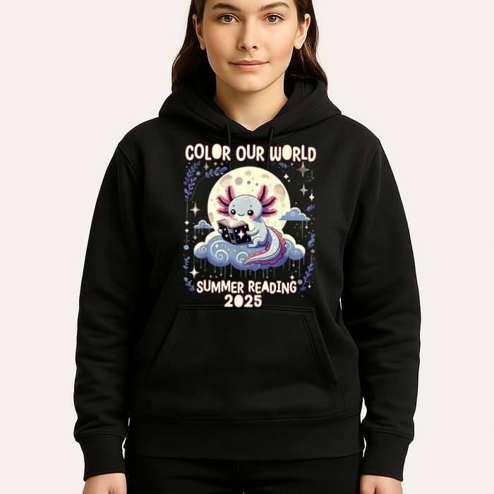 Color Our World Summer Reading Program 2025 Funny Axolotl Hoodie