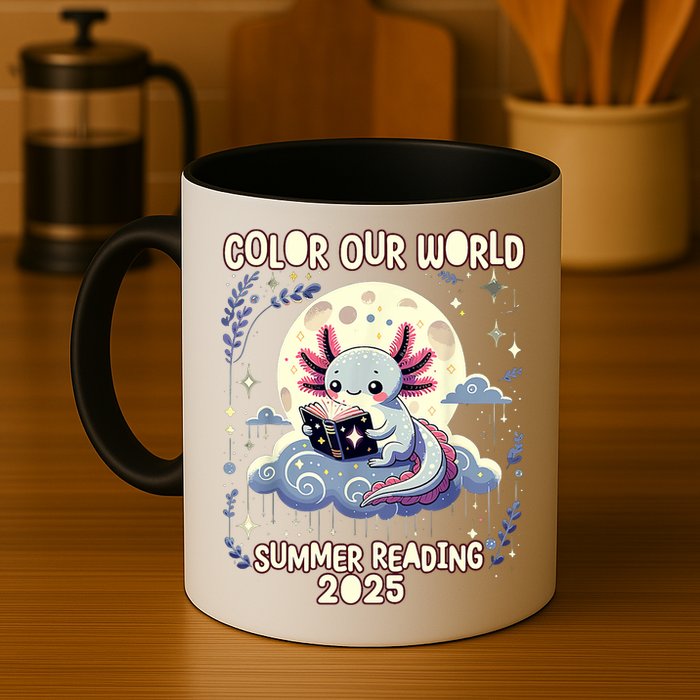 Color Our World Summer Reading Program 2025 Funny Axolotl Mug