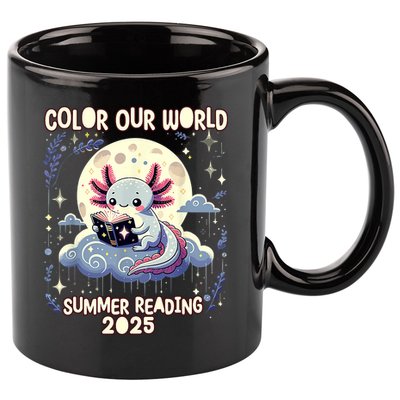 Color Our World Summer Reading Program 2025 Funny Axolotl 11oz C Handle Ceramic Mug