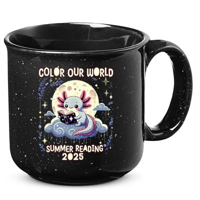 Color Our World Summer Reading Program 2025 Funny Axolotl 15oz Campfire Ceramic Mug