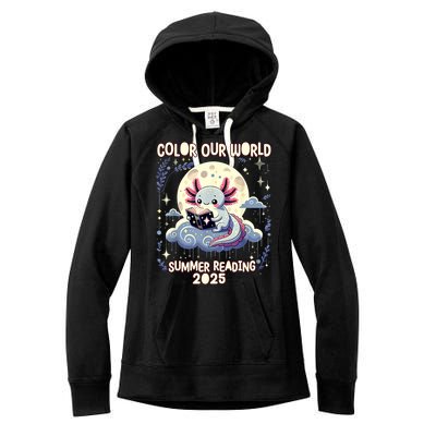 Color Our World Summer Reading Program 2025 Funny Axolotl Women's Fleece Hoodie