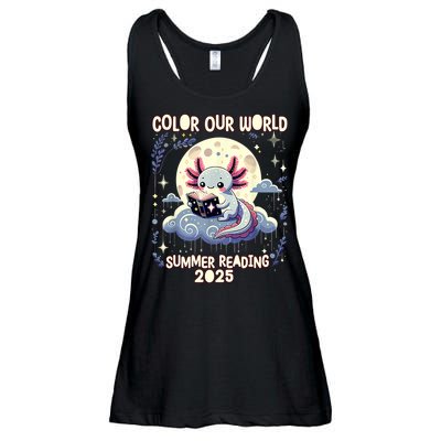 Color Our World Summer Reading Program 2025 Funny Axolotl Ladies Essential Flowy Tank