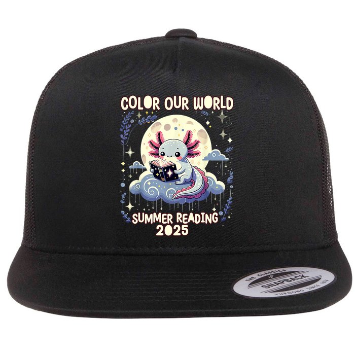 Color Our World Summer Reading Program 2025 Funny Axolotl Flatbill Hat