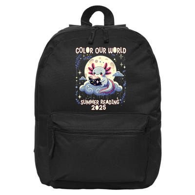 Color Our World Summer Reading Program 2025 Funny Axolotl 16 in Basic Backpack