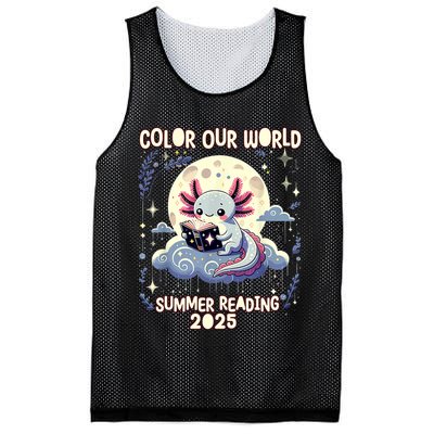 Color Our World Summer Reading Program 2025 Funny Axolotl Mesh Reversible Basketball Jersey Tank