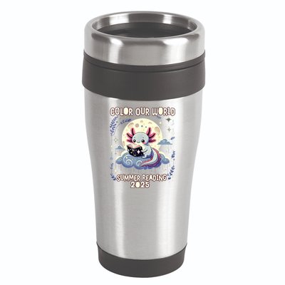 Color Our World Summer Reading Program 2025 Funny Axolotl 16oz Travel Tumbler