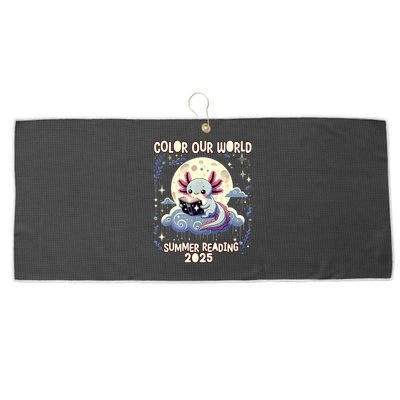Color Our World Summer Reading Program 2025 Funny Axolotl Large Microfiber Waffle Golf Towel
