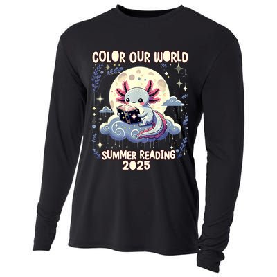 Color Our World Summer Reading Program 2025 Funny Axolotl Cooling Performance Long Sleeve Crew