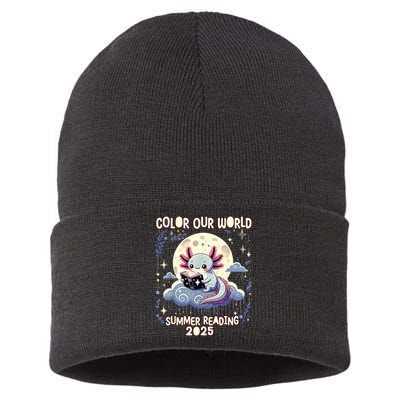 Color Our World Summer Reading Program 2025 Funny Axolotl Sustainable Knit Beanie