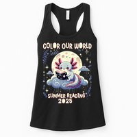 Color Our World Summer Reading Program 2025 Funny Axolotl Womens Tank Top