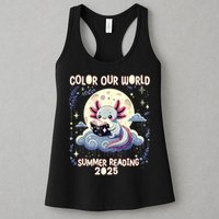 Color Our World Summer Reading Program 2025 Funny Axolotl Womens Tank Top