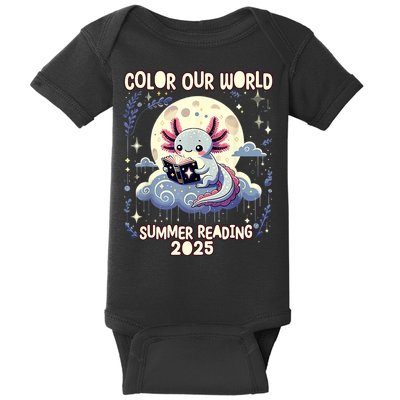 Color Our World Summer Reading Program 2025 Funny Axolotl Baby Bodysuit