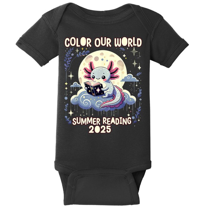 Color Our World Summer Reading Program 2025 Funny Axolotl Baby Bodysuit