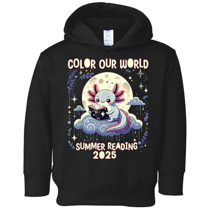 Color Our World Summer Reading Program 2025 Funny Axolotl Toddler Hoodie