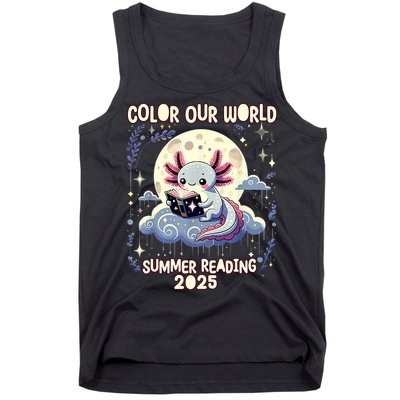 Color Our World Summer Reading Program 2025 Funny Axolotl Tank Top
