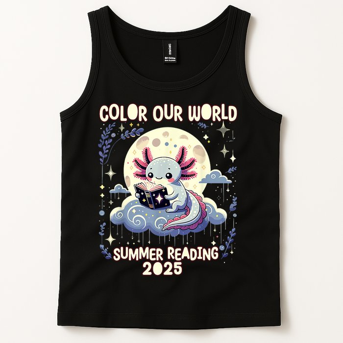 Color Our World Summer Reading Program 2025 Funny Axolotl Tank Top