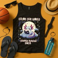Color Our World Summer Reading Program 2025 Funny Axolotl Tank Top