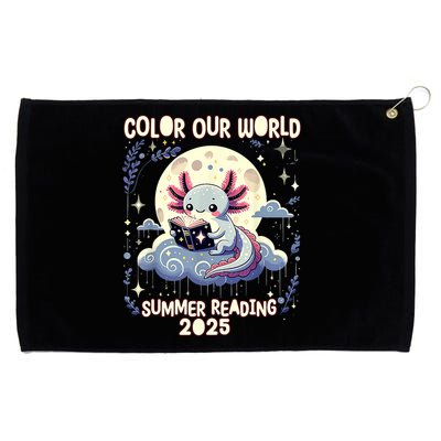 Color Our World Summer Reading Program 2025 Funny Axolotl Grommeted Golf Towel