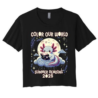 Color Our World Summer Reading Program 2025 Funny Axolotl Crop Top