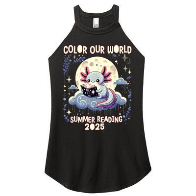 Color Our World Summer Reading Program 2025 Funny Axolotl Women's Perfect Tri Rocker Tank