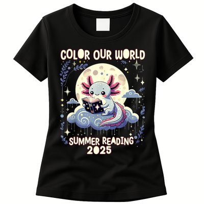 Color Our World Summer Reading Program 2025 Funny Axolotl Womens T-Shirt