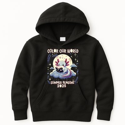Color Our World Summer Reading Program 2025 Funny Axolotl Kids Hoodie