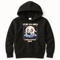 Color Our World Summer Reading Program 2025 Funny Axolotl Kids Hoodie