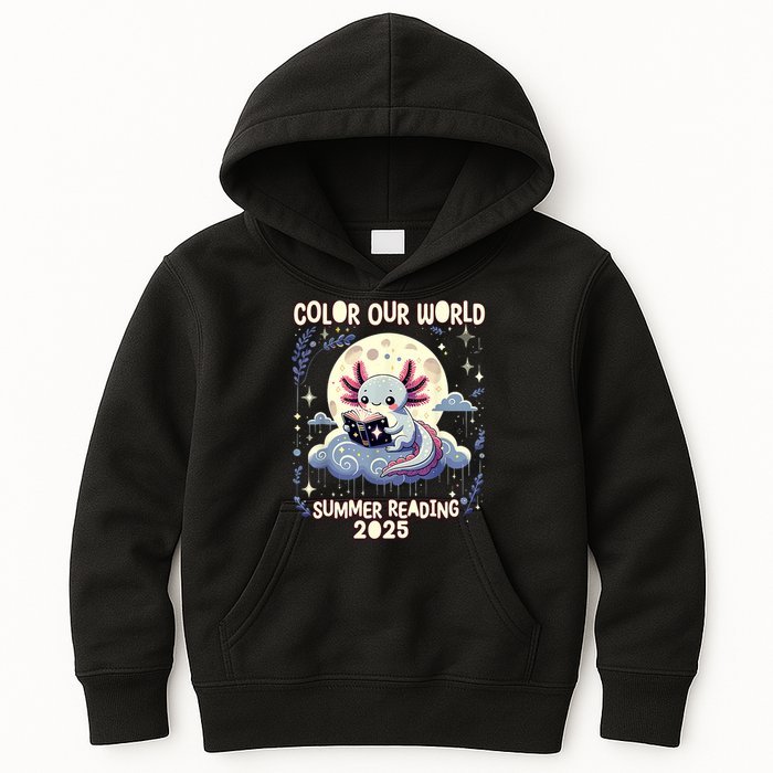 Color Our World Summer Reading Program 2025 Funny Axolotl Kids Hoodie