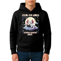 Color Our World Summer Reading Program 2025 Funny Axolotl Kids Hoodie