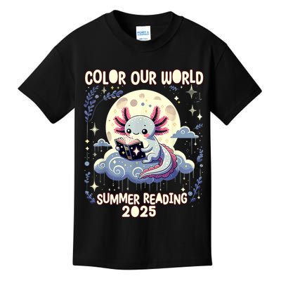 Color Our World Summer Reading Program 2025 Funny Axolotl Kids T-Shirt