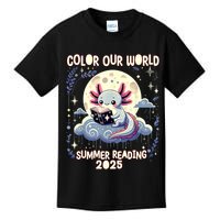 Color Our World Summer Reading Program 2025 Funny Axolotl Kids T-Shirt