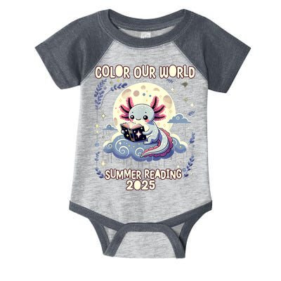 Color Our World Summer Reading Program 2025 Funny Axolotl Infant Baby Jersey Bodysuit