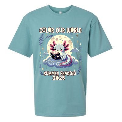 Color Our World Summer Reading Program 2025 Funny Axolotl Sueded Cloud Jersey T-Shirt