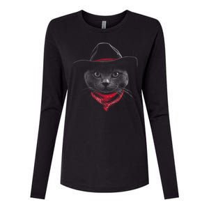 Cowboy Cat Womens Cotton Relaxed Long Sleeve T-Shirt