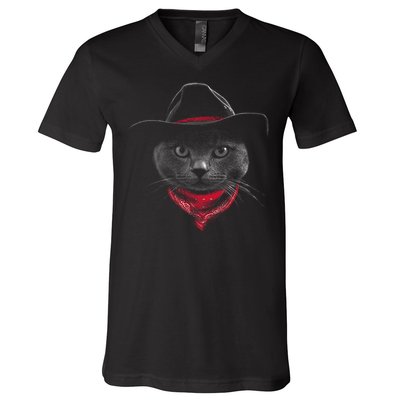 Cowboy Cat V-Neck T-Shirt