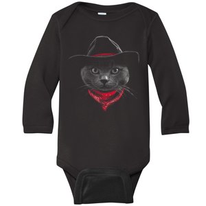 Cowboy Cat Baby Long Sleeve Bodysuit