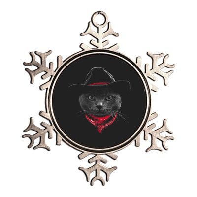 Cowboy Cat Metallic Star Ornament