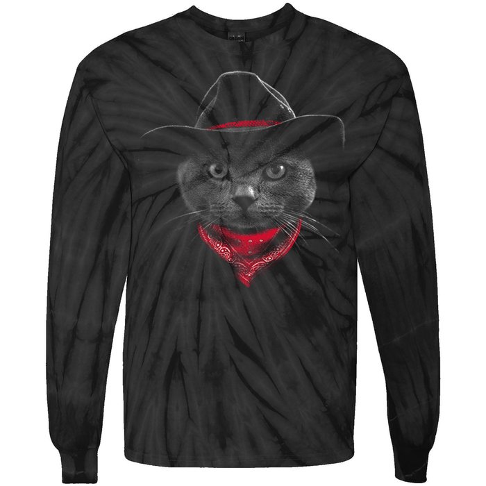 Cowboy Cat Tie-Dye Long Sleeve Shirt