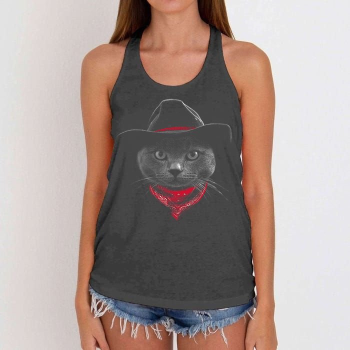 Cowboy Cat Women's Knotted Racerback Tank