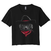 Cowboy Cat Women's Crop Top Tee