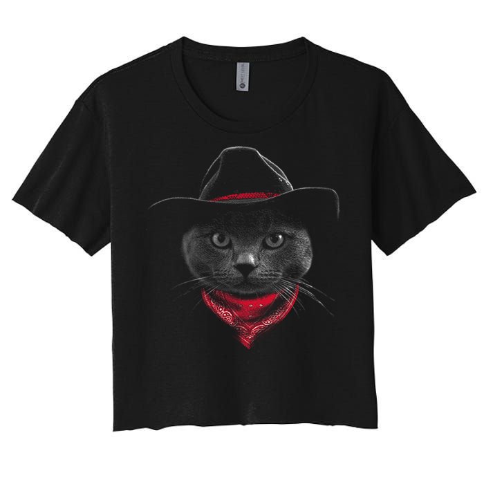 Cowboy Cat Women's Crop Top Tee