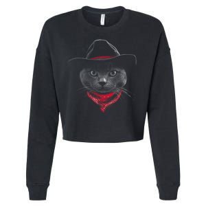 Cowboy Cat Cropped Pullover Crew