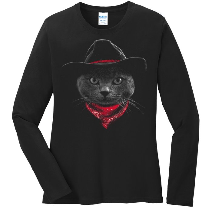 Cowboy Cat Ladies Long Sleeve Shirt