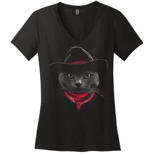 Cowboy Cat Women's V-Neck T-Shirt